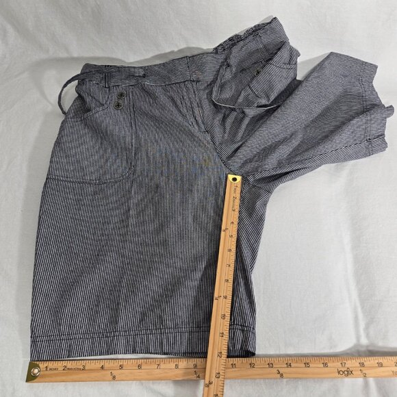 VINTAGE Striped Elastic Waist Drawstring Cargo BERMUDA Shorts Women's Size L/XL. - Picture 17 of 17